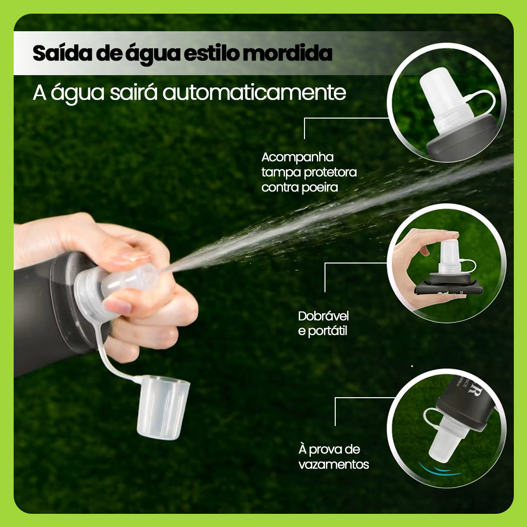 Garrafa de Hidratação Soft Flask Dobrável 500ml – BPA Free – Ideal para Corrida e Trilha