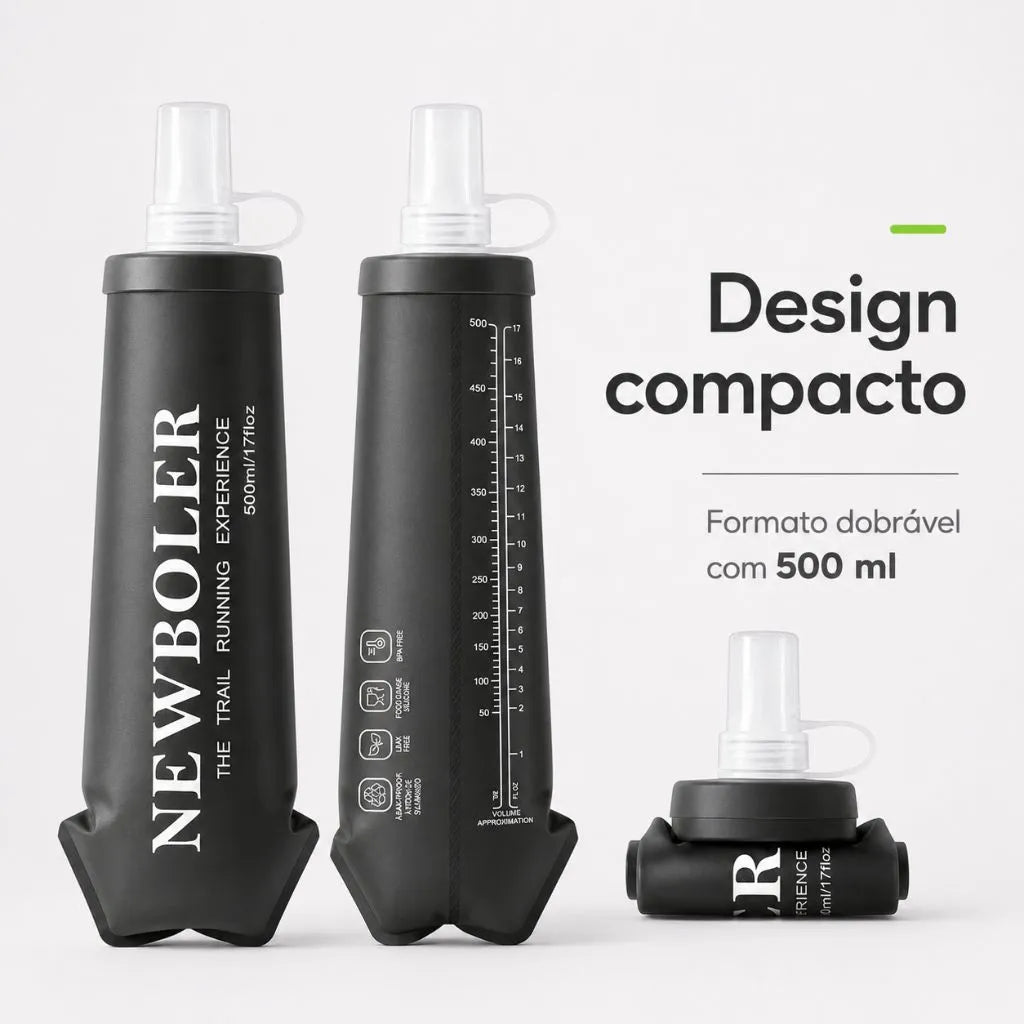 Garrafa de Hidratação Soft Flask Dobrável 500ml – BPA Free – Ideal para Corrida e Trilha