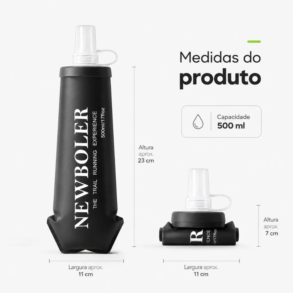 Garrafa de Hidratação Soft Flask Dobrável 500ml – BPA Free – Ideal para Corrida e Trilha