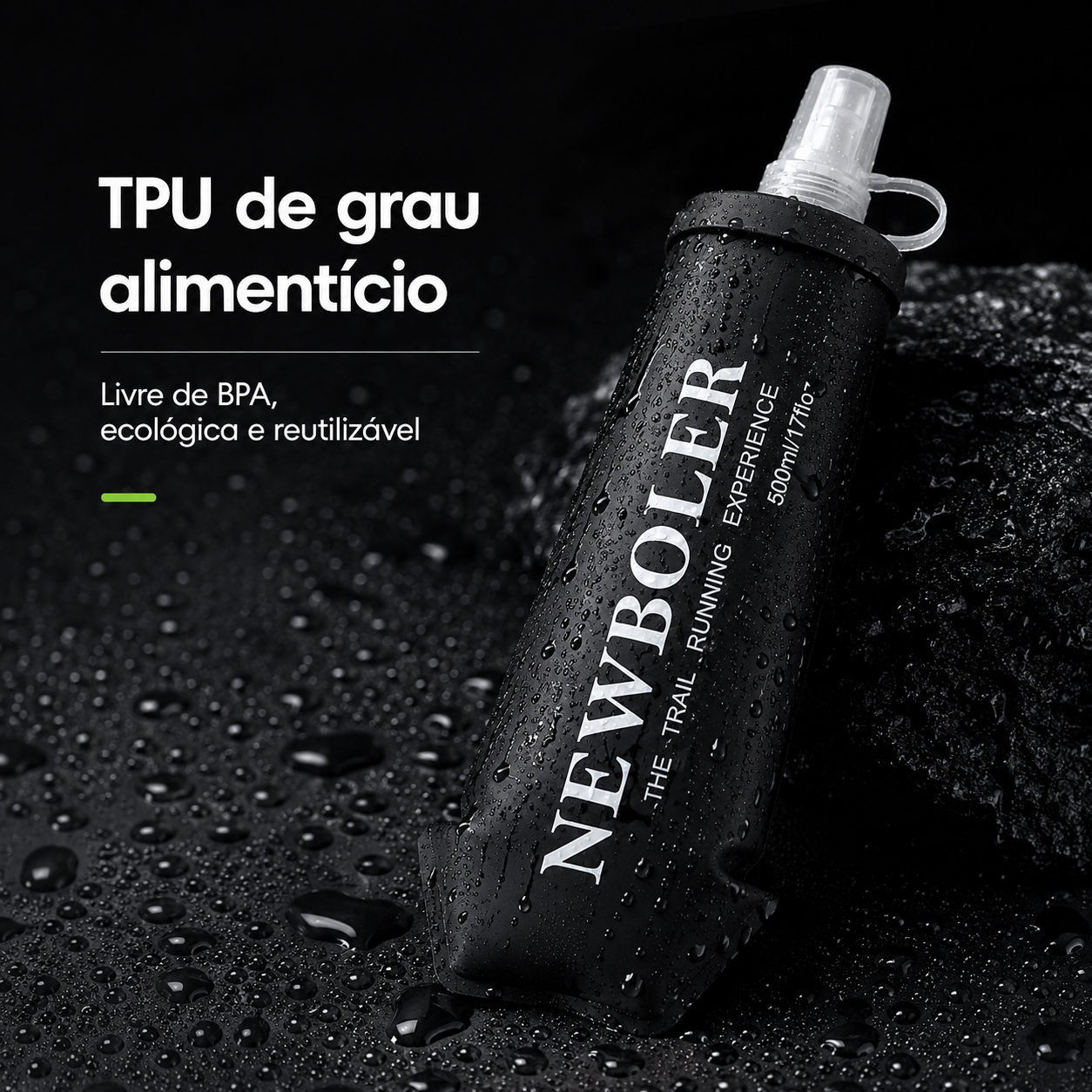 Garrafa de Hidratação Soft Flask Dobrável 500ml – BPA Free – Ideal para Corrida e Trilha